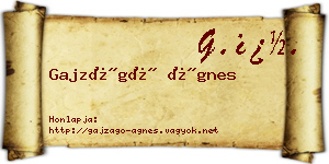 Gajzágó Ágnes névjegykártya